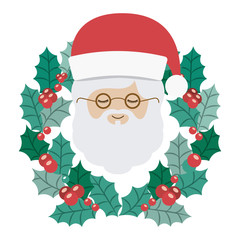 Santa and crown icon. Merry Christmas season and decoration theme. Isolated design. Vector illustration