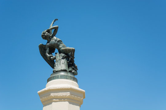 Fountain of the Fallen Angel or Monument to the Devil, Detail - Park of the Pleasant Retreat, Madrid, Spain