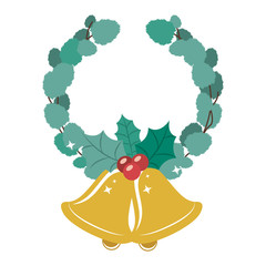 Bell and crown icon. Merry Christmas season and decoration theme. Isolated design. Vector illustration