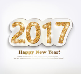 The gold glitter New Year 2017 in modern style.
