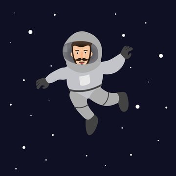 Male cosmonaut in open space