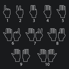 Fototapeta premium Hand gestures line icons set. Vector