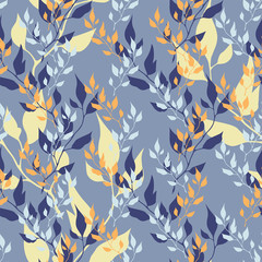 Seamless vector natural ecology colorful pattern with color leaves.