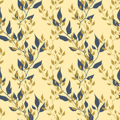 Seamless vector natural ecology colorful pattern with color leaves.