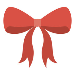 Red bowtie ribbon icon. decoration present and gift theme. Isolated design. Vector illustration