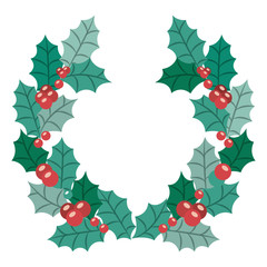 Leaves crown and wreath icon. Merry Christmas season and decoration theme. Isolated design. Vector illustration