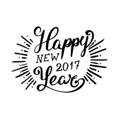 Happy New 2017 Year. Holiday Vector Illustration With Lettering Composition . Calligraphy design