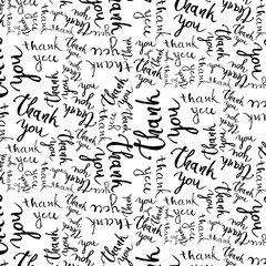 Thank you handwritten illustration, dark brush pen lettering isolated on white background