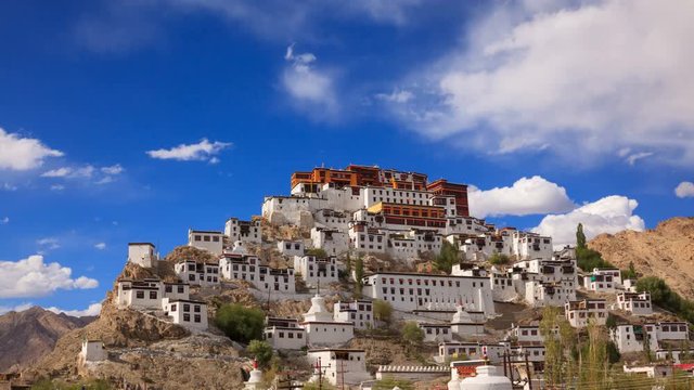 4K Timelapse of Thiksey Monastery, Leh Ladakh, Jammu and Kashmir, India