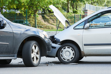 Car crash accident on street