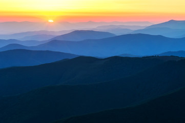 sunset in mountain