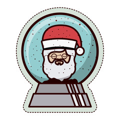 Santa and sphere icon. Merry Christmas season and decoration theme. Isolated design. Vector illustration