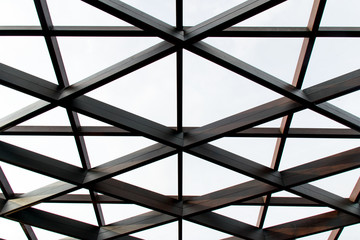 Structural steel cross construction and glass roof