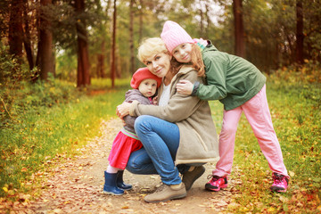 mother and daughters outdoor