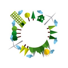 eco city green icon vector illustration design