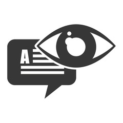 human eye with speech bubble icon silhouette. vector illustration
