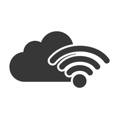data cloud storage with wireless waves icon silhouette. vector illustration