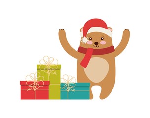 merry christmas animal character vector illustration, eps10