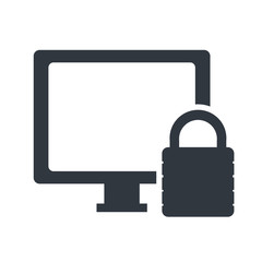 screen monitor computer technology device with security lock object icon. vector illustration