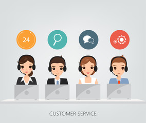 Customer service people. Call center team.