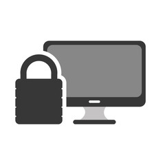 screen monitor computer technology device with security lock object icon. vector illustration