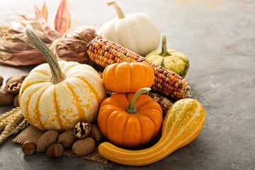 Fall copyspace with decorative pumpkins