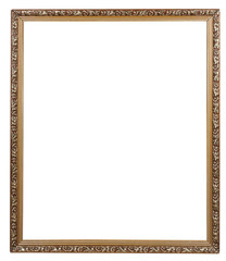 Golden antique frame isolated on white background