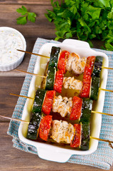 Grilled meat and vegetables