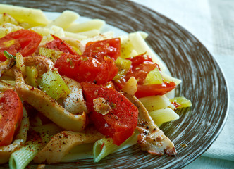 Penne with squid,