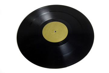 Black vinyl record isolated on white background