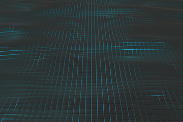 Wavy surface made of black cubes with glowing background, abstract background, 3d render illustration
