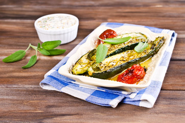 Baked zucchini with tomatoes