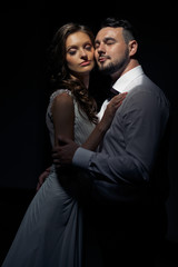 Sensual photo of the young bride with a groom