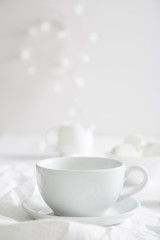 White crockery on a white table