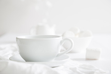 White crockery on a white table