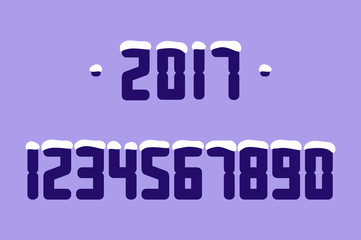 Snow Numbers. Vector illustration.