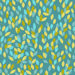 Vector  pattern.  blue background,  leaves, spray,   many, multicolor  tribal  texture Abstract Background for Business  Placards. seamless pattern, Mobile Technologies Concept. Flat Style, vector