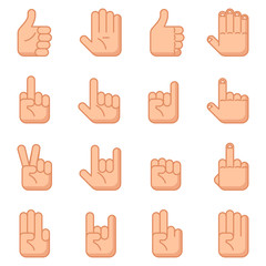 Obraz premium Hand gestures flat signs