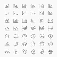 Linear market analysis diagrams and statistics chart icons