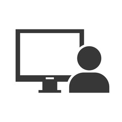 screen monitor computer device with user person icon silhouette. vector illustration