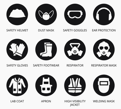 Industry Health And Safety Protection Equipment Icons