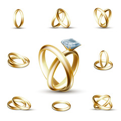 Wedding diamond ring vector illustration - obrazy, fototapety, plakaty