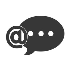 speech communication bubble with at symbol icon silhouette. vector illustration