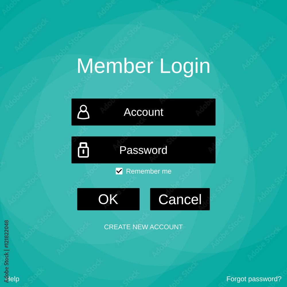 Poster login form menu with simple line icons