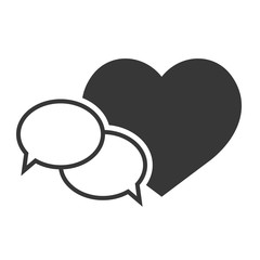heart shape with speech communication bubble icon silhouette. vector illustration