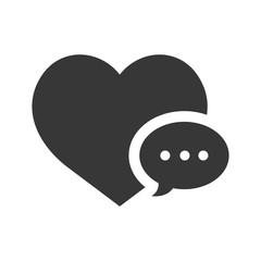 heart shape with speech communication bubble icon silhouette. vector illustration