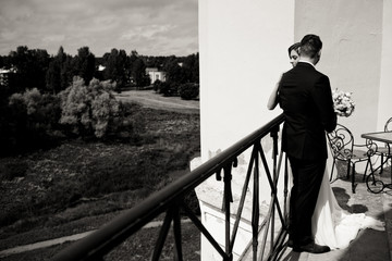 Black and white photo of the lovely couple