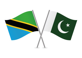 Tanzania and Pakistan flags. Vector illustration.