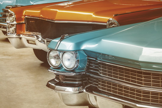 Retro styled image of vintage American cars