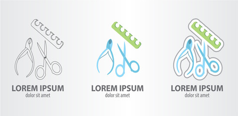 Logos of tools for beautiful hair, hands and nails